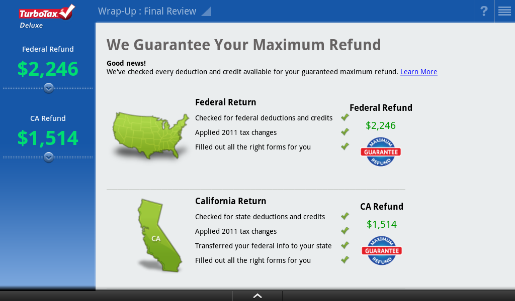 TurboTax Refund Example